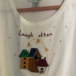 Quacker Factory white top birdhouse embroidered with rhinestones 1X